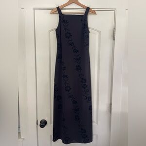 Cutest Y2K Black Floral Square Neck Sheath Dress - 7/8
